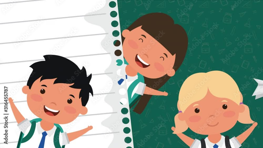 back to school season with little kids and paper sheet