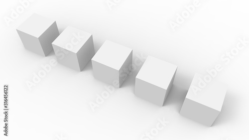 3d rendering, 3d illustration. Bright cubes on a light background.