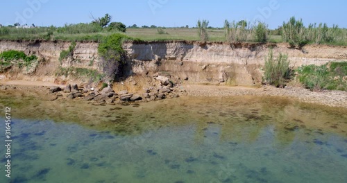Aerial panorama of steep seashoe in Nin, Croatia photo