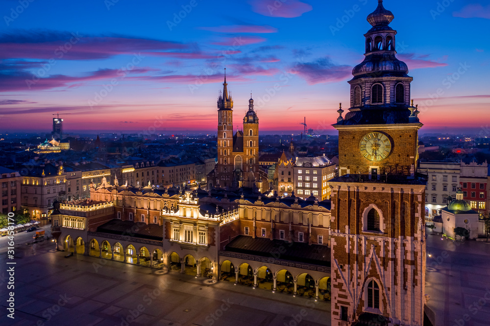 Naklejka premium Main Square in Cracow, Poland