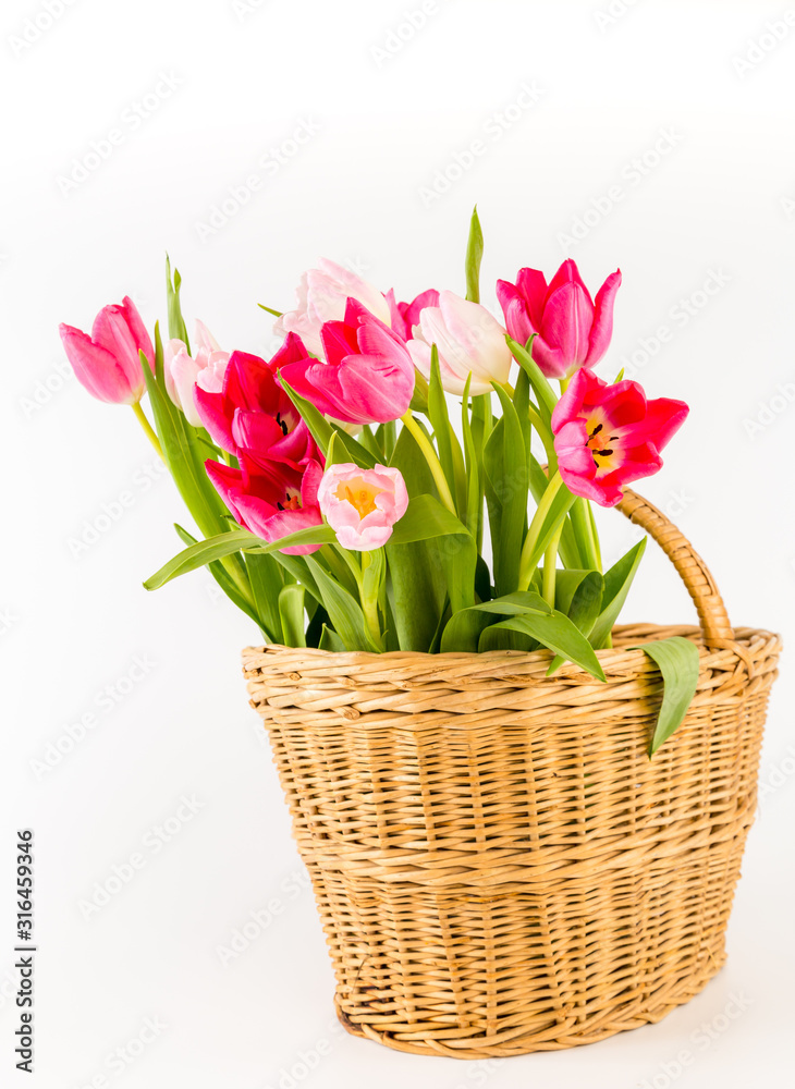 Bouquet of fresh spring tulips