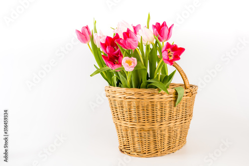 Bouquet of fresh spring tulips