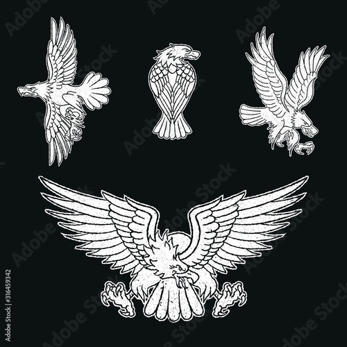 Classic retro eagles tattoo illustration design biker motorcycle art