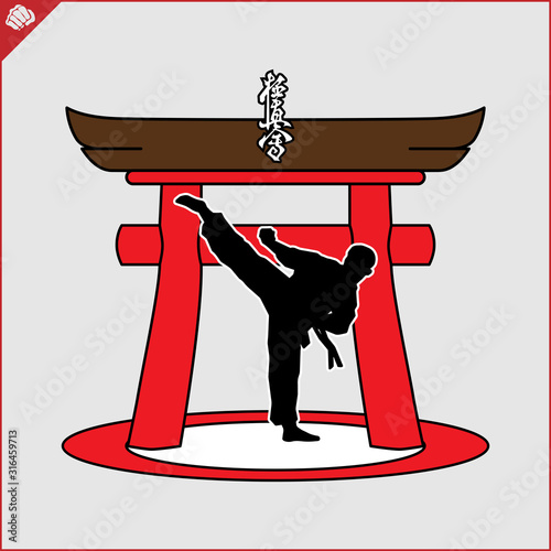 Martial art colored simbol design. Karate emblem.