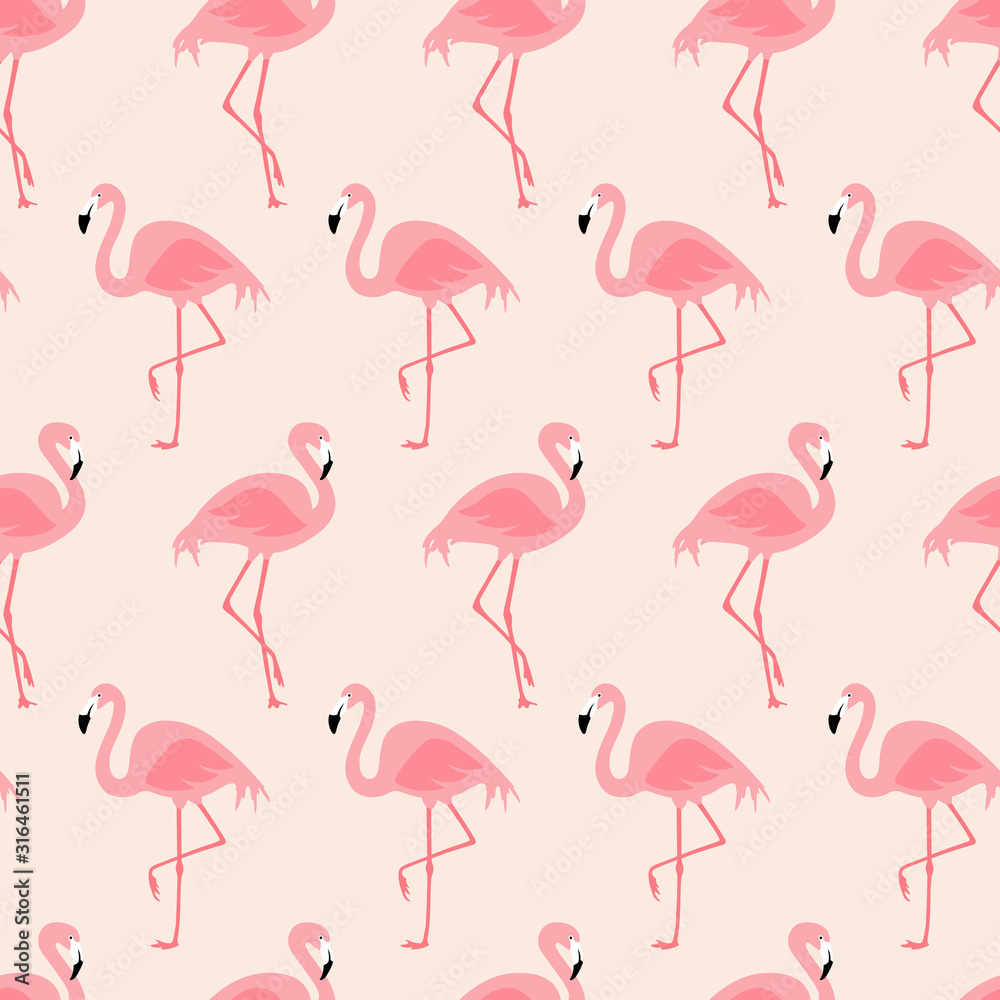 Vector seamless pattern with flamingos Vector seamless pattern with flamingos