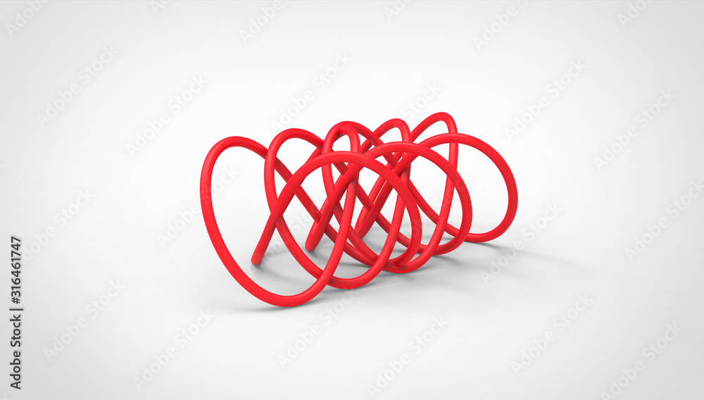 3D torus knot in gray background 3D torus knot in gray background