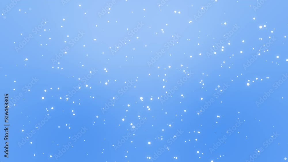Animated blue winter sky background with falling white snowflake particles.