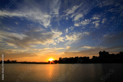 rivers natural scenery in the evening