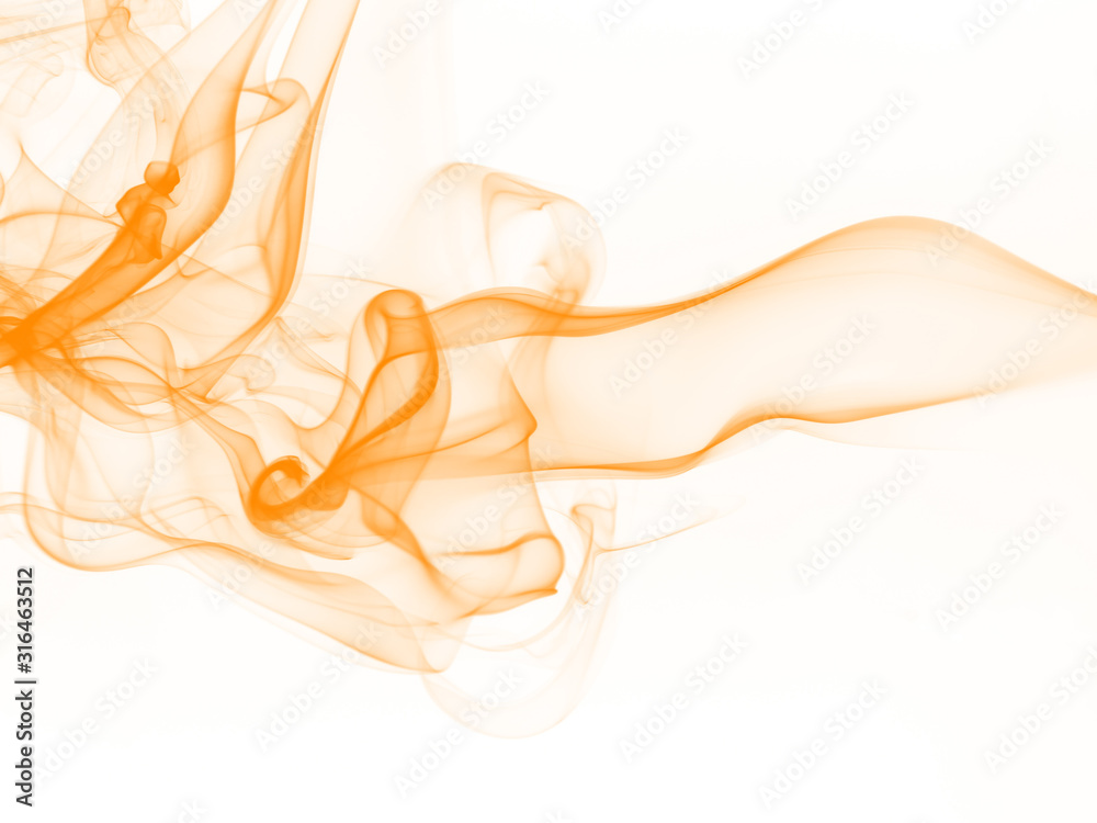 Orange smoke abstract on white background. yellow ink water color Orange smoke abstract on white background. yellow ink water color