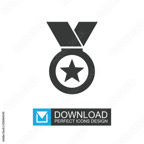 Champion medal icons. Perfect medal with star icon for web and mobile.