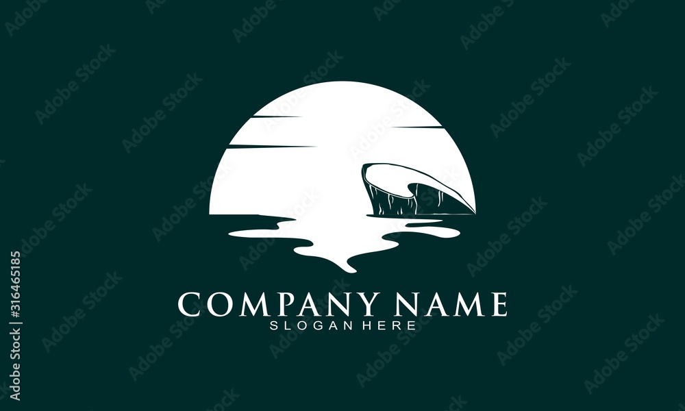 Sunset and the stone illustration vector logo