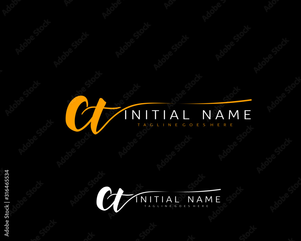 Fototapeta premium C T CT Initial handwriting logo vector. Hand lettering for designs.