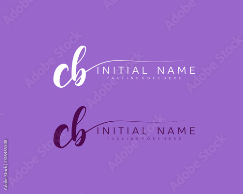 C B CB Initial handwriting logo vector. Hand lettering for designs.