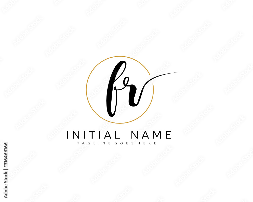 F R FR Initial handwriting logo vector. Hand lettering for designs.