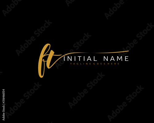 F T FT Initial handwriting logo vector. Hand lettering for designs.