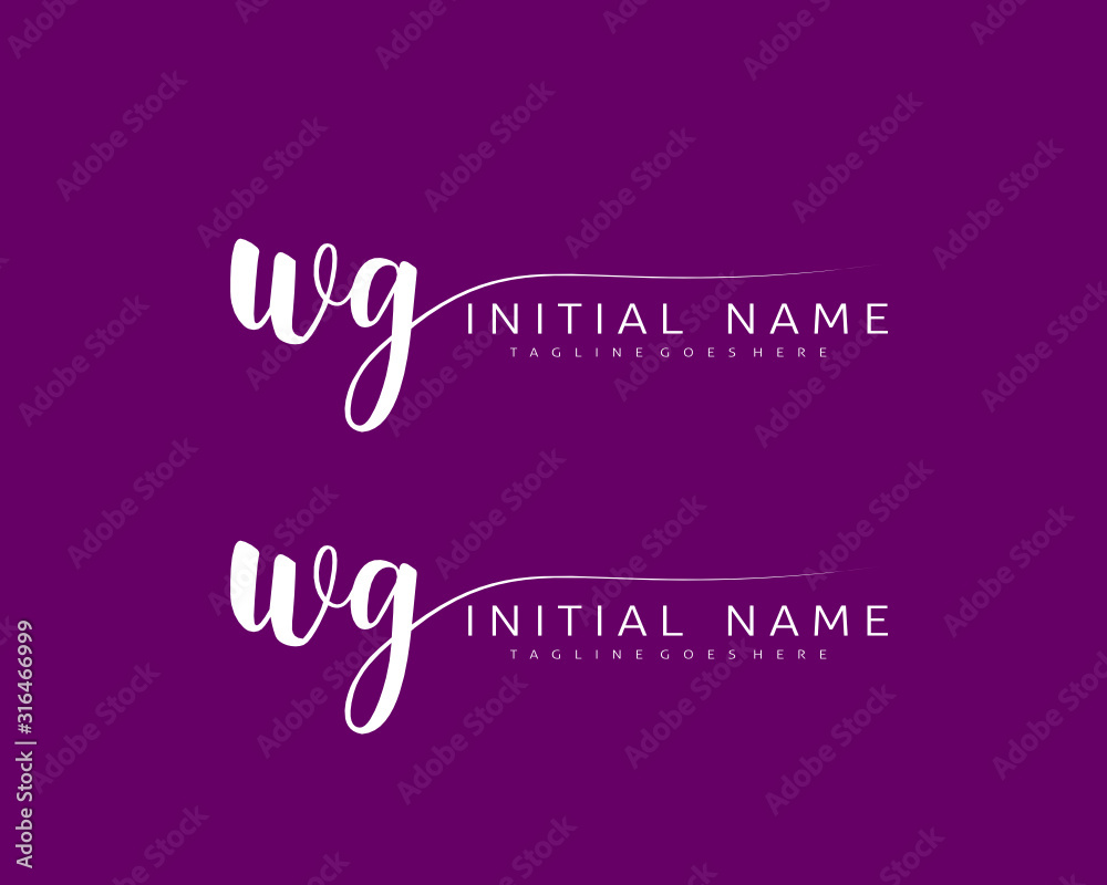 W G WG Initial handwriting logo vector. Hand lettering for designs.