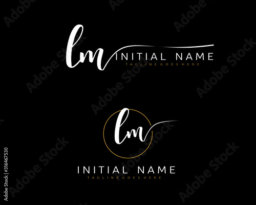 L M LM Initial handwriting logo vector. Hand lettering for designs.