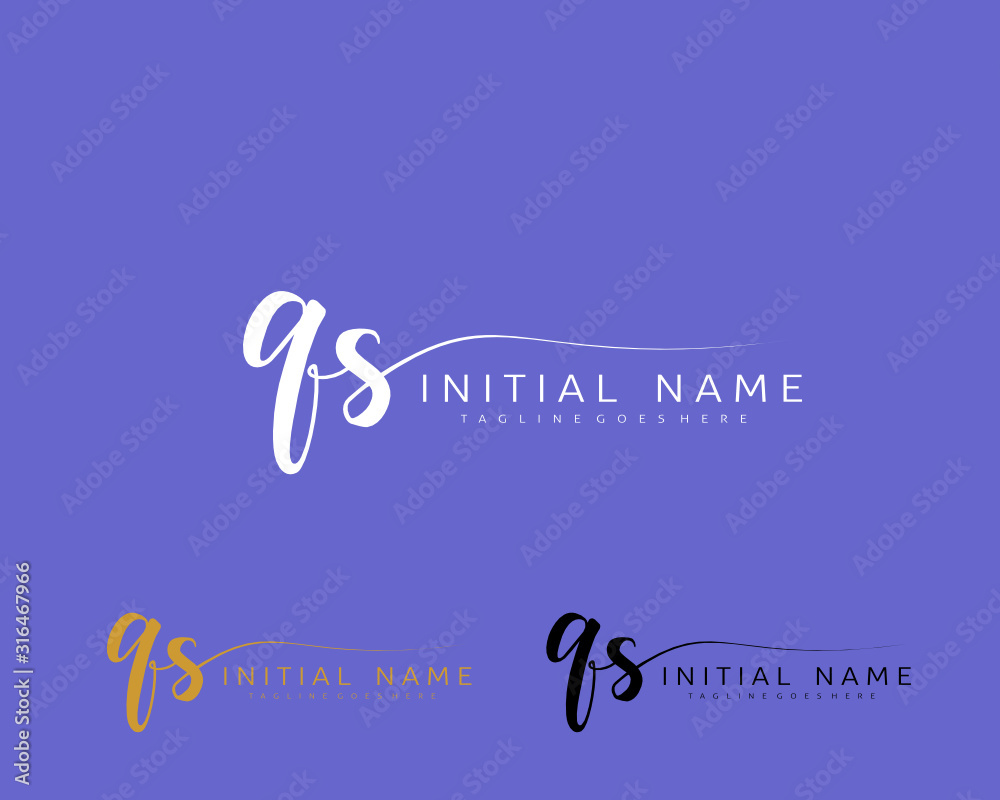 Q S QS Initial handwriting logo vector. Hand lettering for designs. Q S QS Initial handwriting logo vector. Hand lettering for designs.