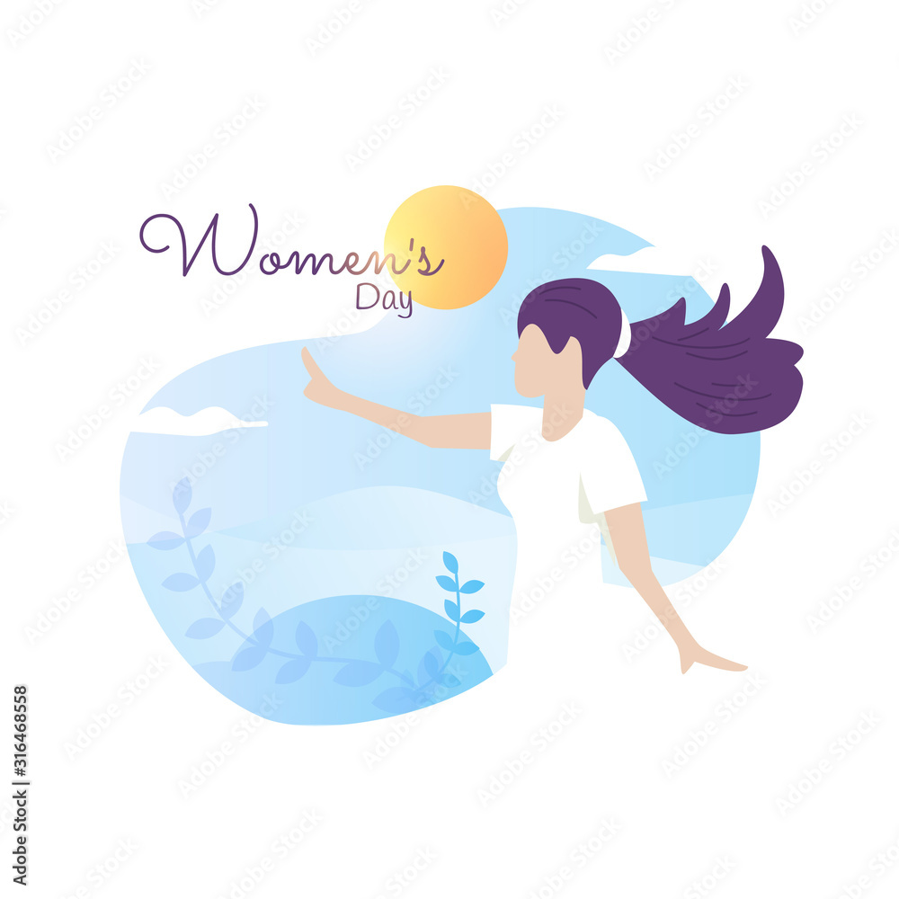 Flat design for greeting of Women's day