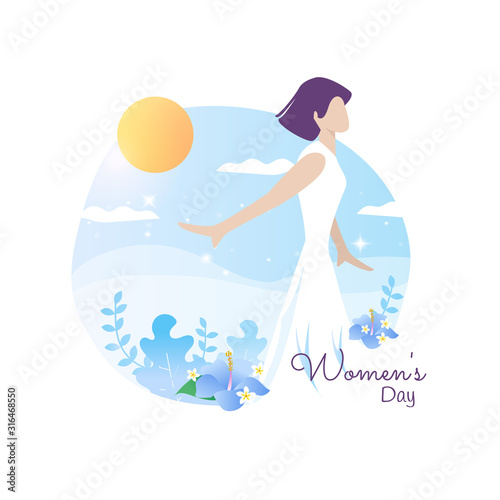 Illustration of women feel free in beauty of nature