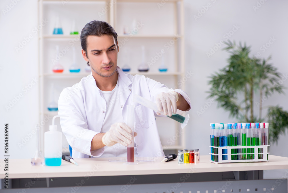 Young male chemist working in the lab Young male chemist working in the lab