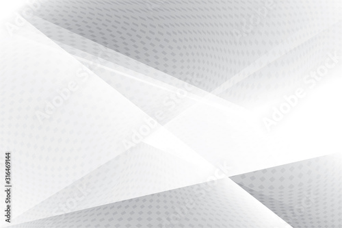Abstract geometric white and gray color background with halftone effect. Vector, illustration.	