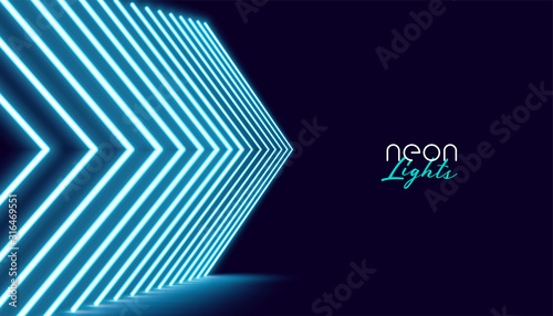 neon perspective directional arrow lights background design