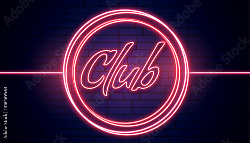 club signboard in red neon lights background
