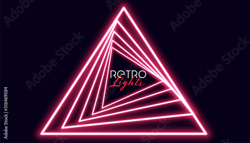 retro triangle neon lights geometric background design