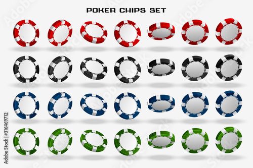 set of 3d casino poker chips design