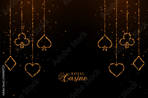 casino playing cards golden sparkle background design