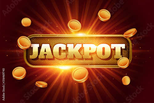 jackpot design background with flying golden coins photo