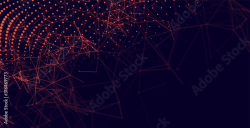 abstract red particles digital technology background design