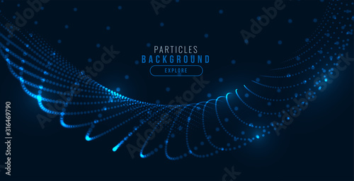 glowing digital blue technology particle wave background