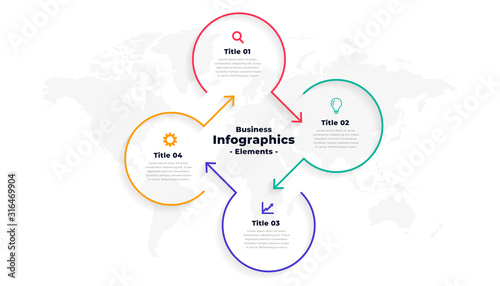 four steps directional line infographic template design