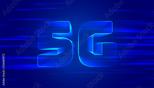 blue 5G fifth generation technology background design