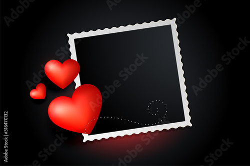 lovely red hearts photo frame banner design