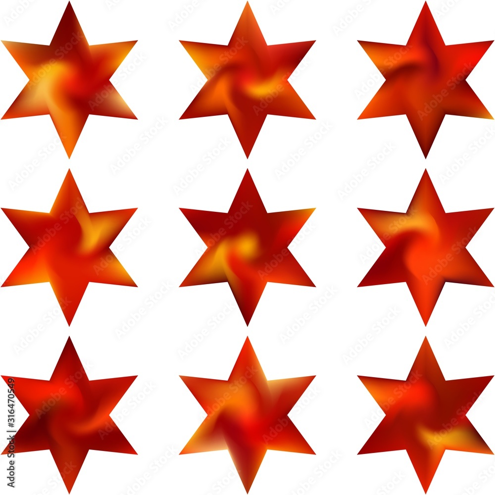 Fototapeta premium Kit of hexagram blurred backgrounds.