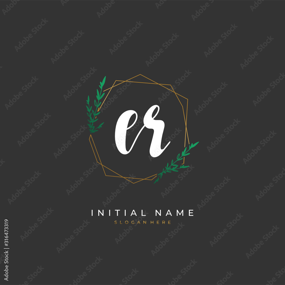 Handwritten initial letter E R ER for identity and logo. Vector logo template with handwriting and signature style. Handwritten initial letter E R ER for identity and logo. Vector logo template with handwriting and signature style.