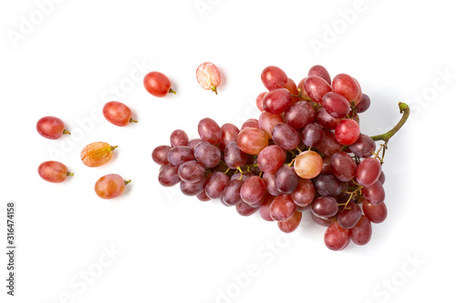Wallpaper Mural Fresh red grape isolated on white background top view. Torontodigital.ca