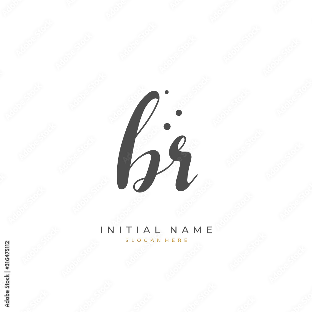 Handwritten initial letter B R BR for identity and logo. Vector logo template with handwriting and signature style. Handwritten initial letter B R BR for identity and logo. Vector logo template with handwriting and signature style.
