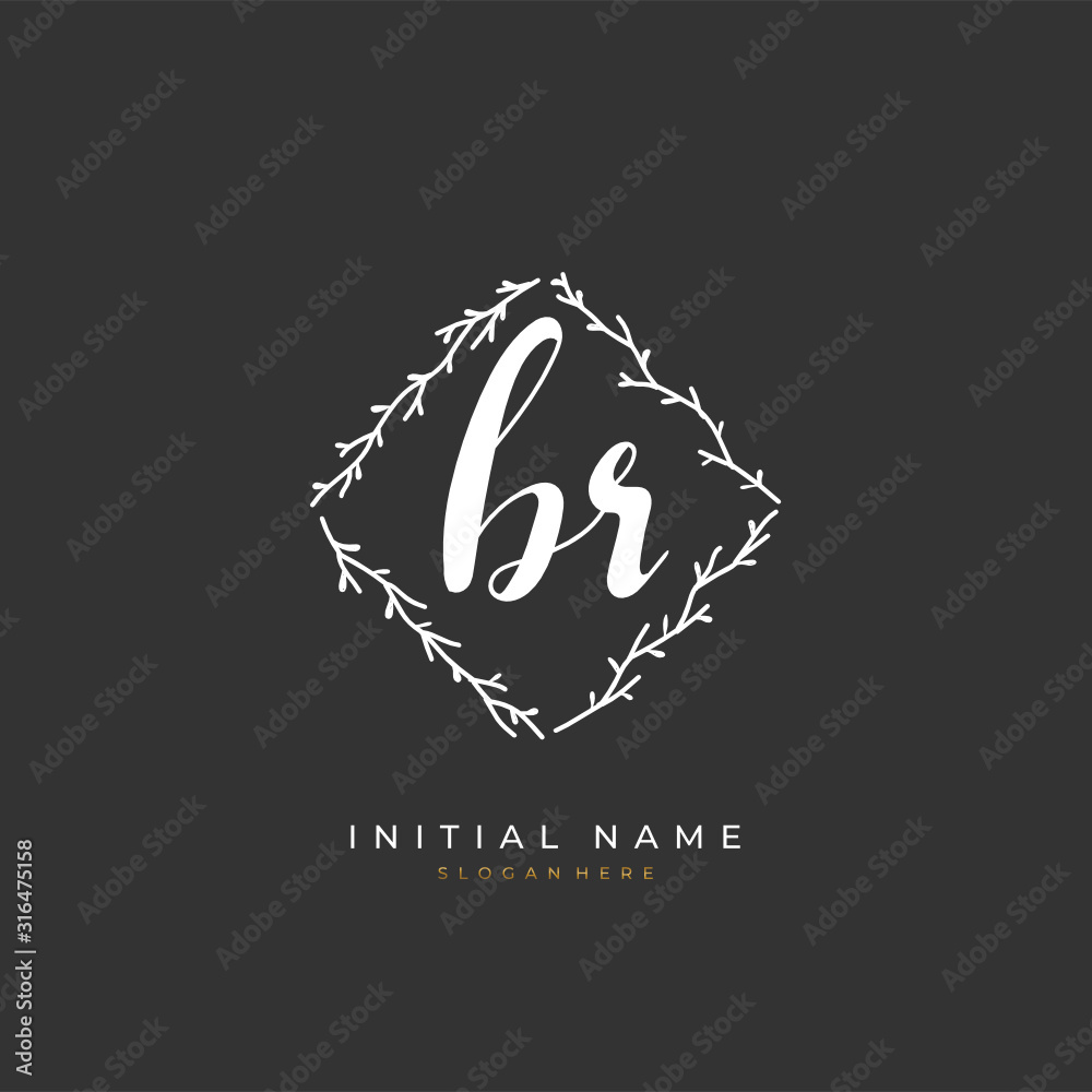 Handwritten initial letter B R BR for identity and logo. Vector logo template with handwriting and signature style. Handwritten initial letter B R BR for identity and logo. Vector logo template with handwriting and signature style.