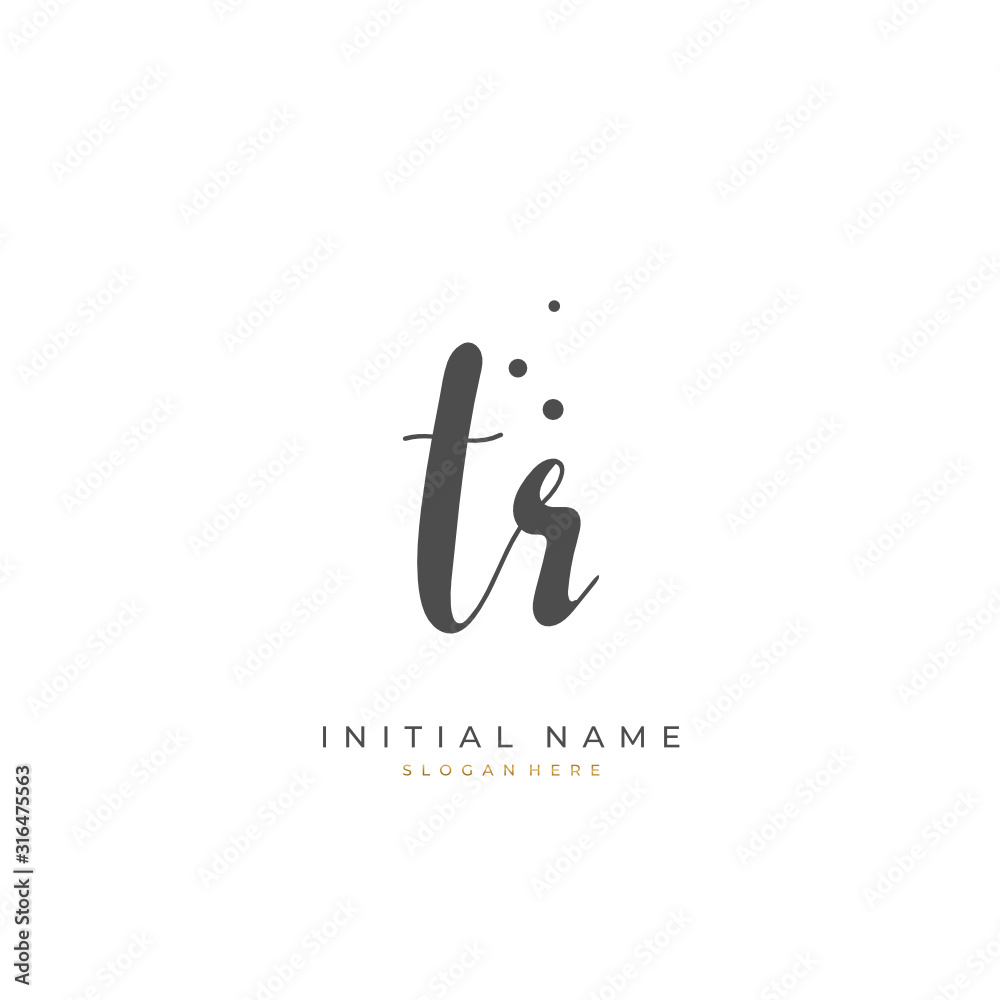 Handwritten initial letter T R TR for identity and logo. Vector logo template with handwriting and signature style. Handwritten initial letter T R TR for identity and logo. Vector logo template with handwriting and signature style.