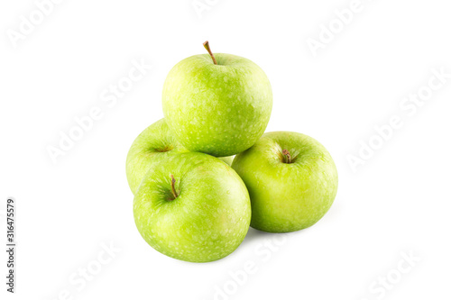 fresh green apple on white background fruit agriculture food isolated