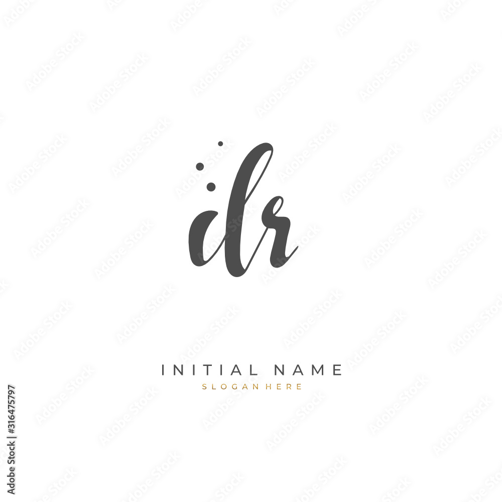 Handwritten initial letter D R DR for identity and logo. Vector logo template with handwriting and signature style. Handwritten initial letter D R DR for identity and logo. Vector logo template with handwriting and signature style.