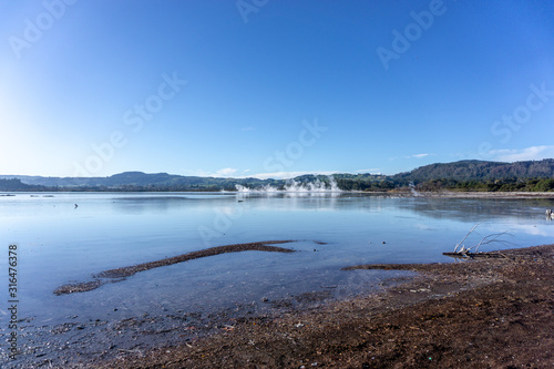 Fototapeta Naklejka Na Ścianę i Meble -  Rotorua has intermittent hot springs throughout the city.