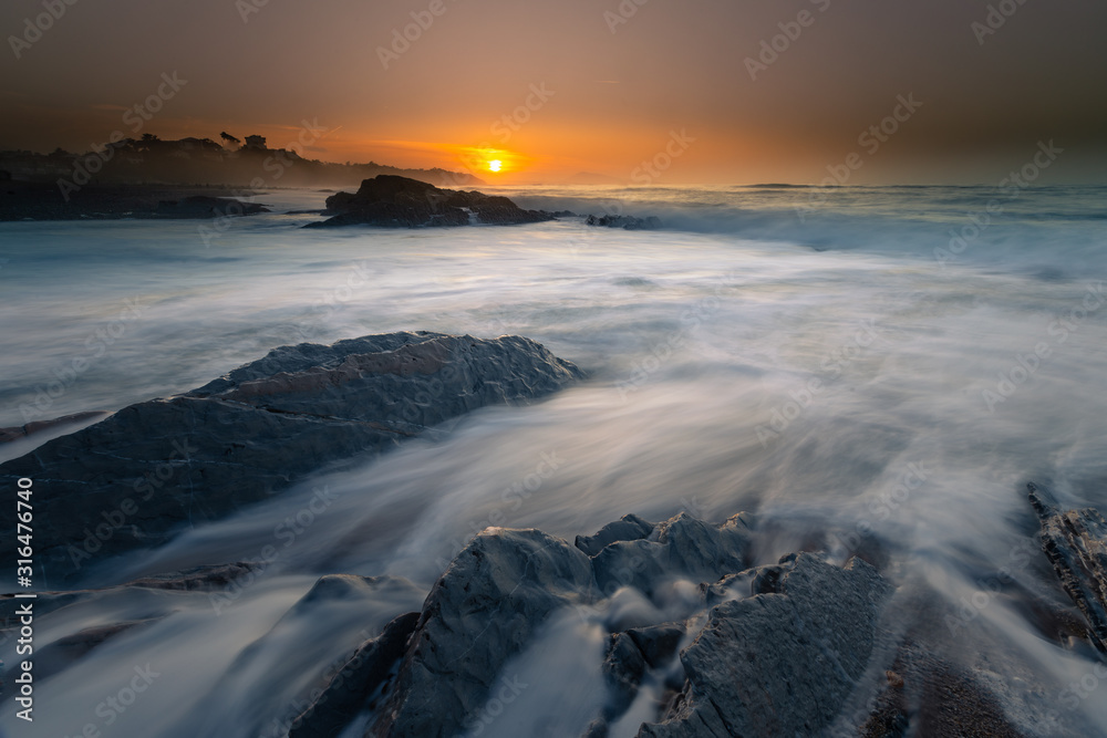 Sunset at Bidart's beach next to Biarritz, Basque Country. Sunset at Bidart's beach next to Biarritz, Basque Country.