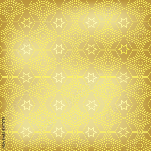 Ramadan Kareem gold greeting card, banner, seamless pattern