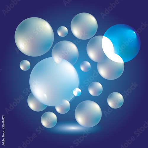 Soap bubbles seamless pattern. Bubbles in water seamless pattern. Circle and liquid  clear soapy shiny  vector illustration