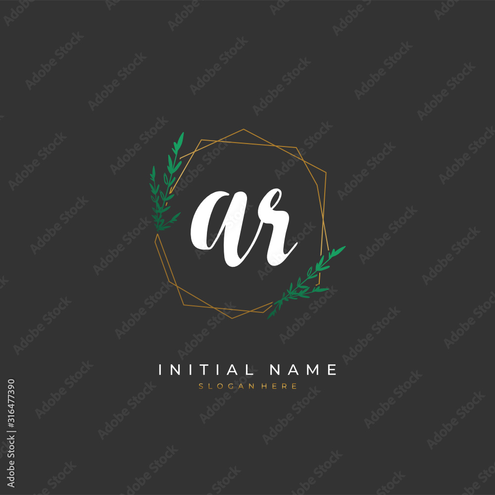Handwritten initial letter A R AR for identity and logo. Vector logo template with handwriting and signature style. Handwritten initial letter A R AR for identity and logo. Vector logo template with handwriting and signature style.